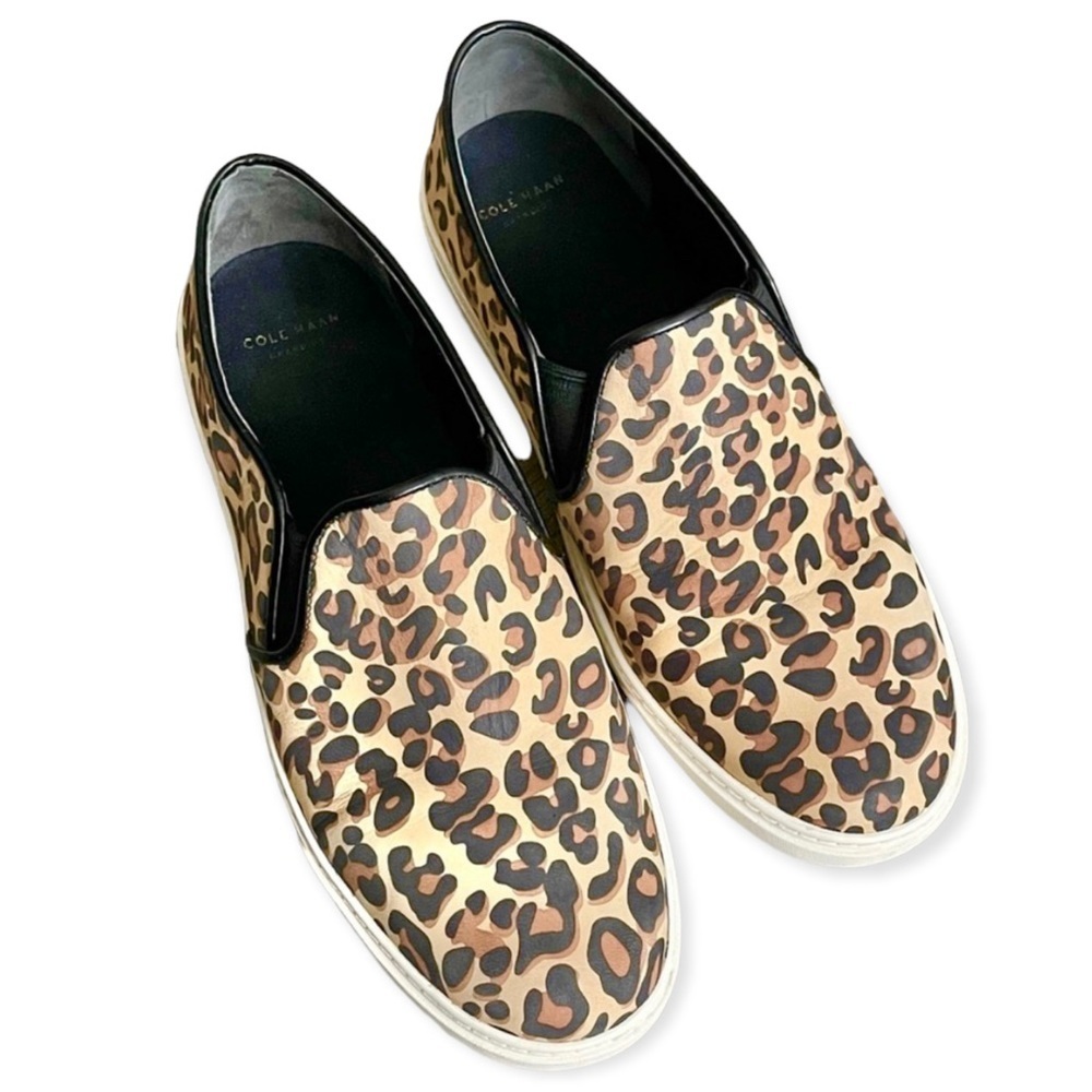 Cole Haan women’s leopard pull-on sneakers board shoes size 7.5 neutral classic - Picture 5 of 7
